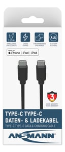Ansmann 1700-0121 USB Cable, 0.12 m, USB-C, Black
