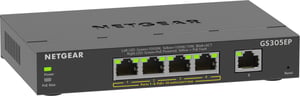 NETGEAR 5-portars Gigabit Ethernet PoE+ Plus-switch (GS305EP) Hanterbar L2/L3 Gigabit Ethernet (10/100/1000) Stöd för PoE Svart