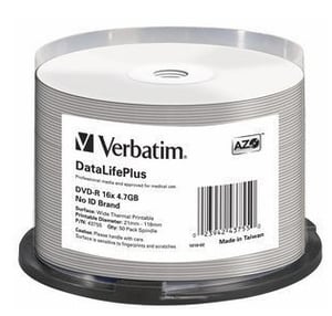 Verbatim DataLifePlus 4.7 GB DVD-R, 50-pack