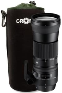 C-Rope CRP-LNB-XXL-BLK-2 Camera Lens Case / Pouch Black, Green Fleece, Neoprene Zippered Case