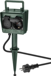 Goobay 55943 2 m Power Strip with 2 Outlets, Outdoor, Black, Green