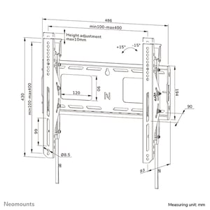 Neomounts WL35-750BL14 uchwyt do telewizorów 190,5 cm (75") Czarny
