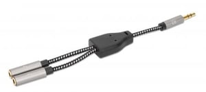 Manhattan 356114 Audio Cable 0.15 m 3.5 mm 2 x 3.5 mm Black, Silver