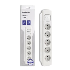 Qoltec 50276 1.8 m Power Strip, 5 Outlets, Indoor, White