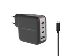 Conceptronic ALTHEA18B Ladegerät für mobile Geräte, universell, schwarz, Wechselstrom, Schnellladung, intern