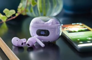 Intenso T313AE True Wireless Stereo (TWS) In-Ear Headset for Calls/Music/Sports/Everyday Use, USB Type-C, Bluetooth, Purple