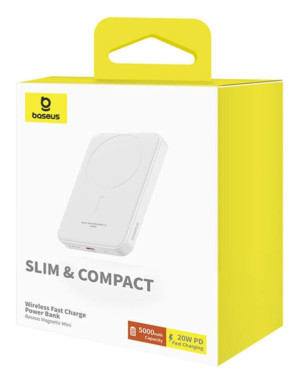фото Зовнішній акумулятор (павербанк) Baseus Magnetic Mini 5000mAh 20W White (P10022107223-00)