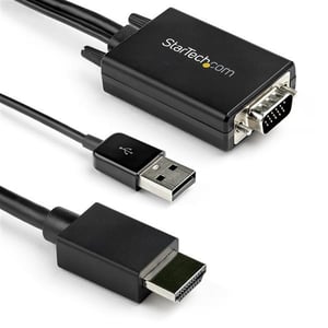 StarTech VGA2HDMM2M Cable Adapter, 2 m, USB Type-A + VGA (D-Sub) to HDMI Type A (Standard), Black
