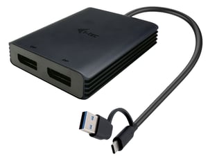 i-tec CADUAL4KDP Kabeladapter 0,27 m USB Typ A/USB Typ C 2 x DisplayPort Schwarz