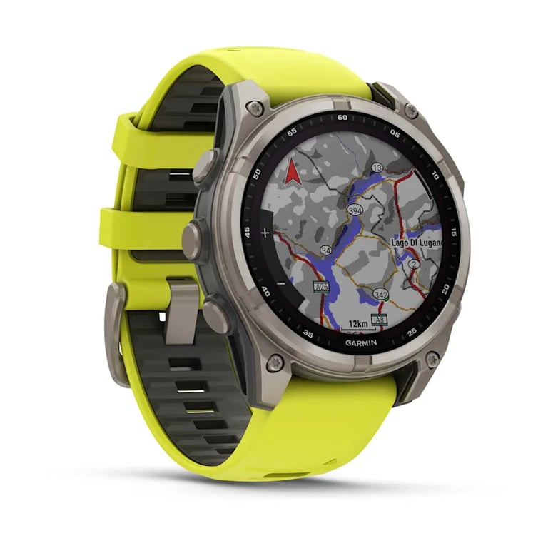 фото Смарт-годинник Garmin Fenix 8 47mm Solar Sapphire Titanium w. Amp Yellow/Graphite Silicone Band (010-02906-20/21)