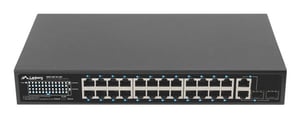 Lanberg RSFE-24P-2C-250 Unmanaged Gigabit Ethernet (10/100/1000) Network Switch with PoE Support, 1U, Black