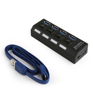 Gembird UHB-U3P4-22 USB 3.2 Gen 1 (3.1 Gen 1) Type-A Hubs and Concentrators, 5000 Mbit/s, Black