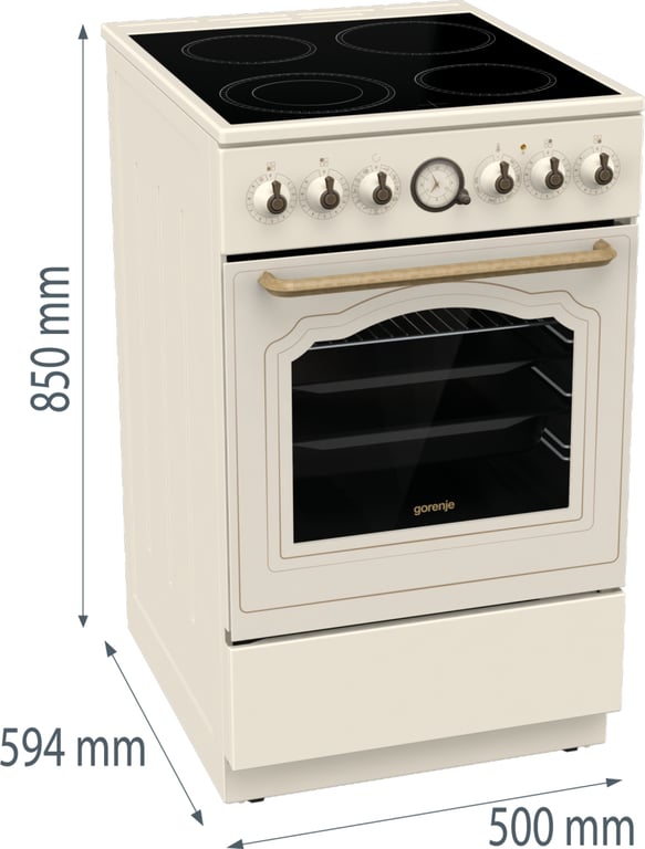Gorenje GECS5B70CLI Kuchenka wolnostojąca Prąd elektryczny Ceramiczna Beżowy