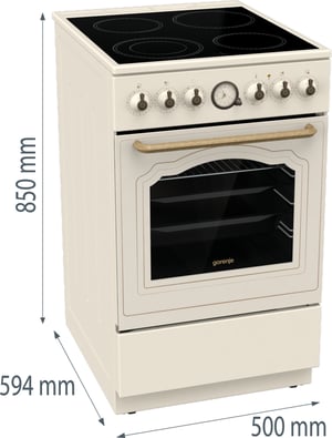 Gorenje GECS5B70CLI Kuchenka wolnostojąca Prąd elektryczny Ceramiczna Beżowy