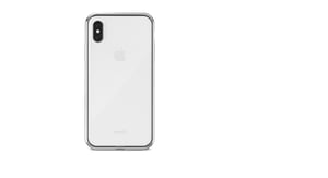 Moshi Vitros pokrowiec na telefon komórkowy 14,7 cm (5.8") Powłoka ze skóry Srebrny, Przezroczysty