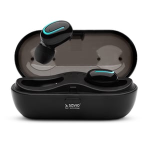 Savio TWS-05 Kopfhörer/Headset – kabellos, In-Ear, Bluetooth für Anrufe und Musik, schwarz