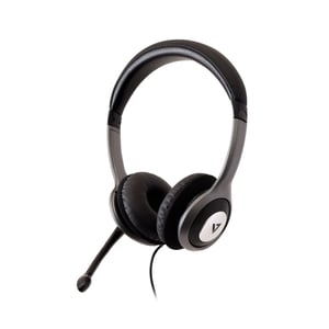 V7 HU521-2EP hörlurar/headset Sladdanslutet Huvudband Kontor/callcenter Svart, Silver