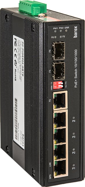 Barox PC-PIGE502-GBTE przełącznik sieciowy Nie zarządzany Gigabit Ethernet (10/100/1000) Obsługa PoE