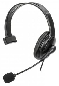 Manhattan 180849 hörlurar/headset, trådbundet, huvudband, kontor/callcenter, USB typ A, svart