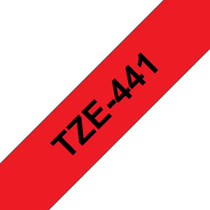 Brother TZE-441 Label Ribbons: Black on Red