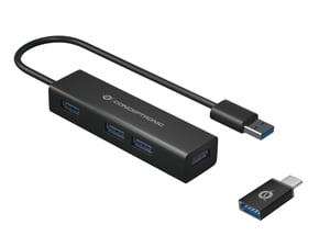 Conceptronic HUBBIES06B USB 3.2 Gen 1 (3.1 Gen 1) Type-A Hubs and Concentrators, 5000 Mbit/s, Black