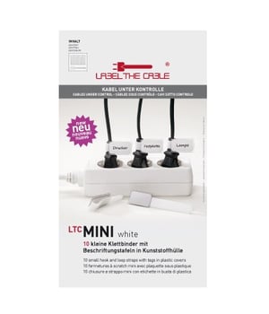 Label-the-cable MINI kabelband med kardborreband, vitt, 10 st.