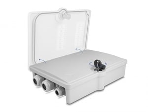 DeLOCK Fiber Optic Splitter for indoor and outdoor use, waterproof, IP55, lockable, 6 ports, gray