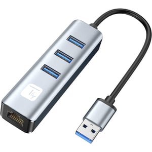 Techly IDATA USB-ETGIGA3AA Wired USB 3.2 Gen 1 (3.1 Gen 1) Type-A Docking Station, Black, Silver