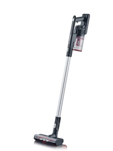 Severin HV7966 Upright Vacuum Cleaner, Battery-Powered, Dry, 0.5 L Dust Bag, 120 W, Black, Red, Silver, 2200 Ah