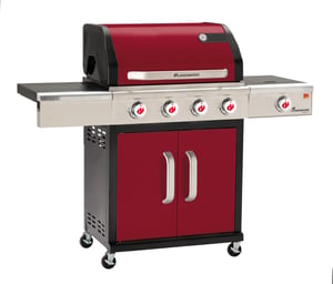LANDMANN Triton 4.1 Grillvagn, gas, svart, vinröd