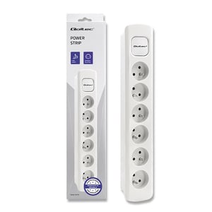Qoltec 50278 1.8 m Power Strip, 6 Outlets, Indoor, White