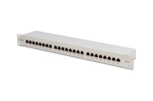 Digitus kopplingspanel (patchpanel) 19'' 24x RJ45, LSA-nivå, kat. 6, skärmad, 1U, grå, kabelkanal
