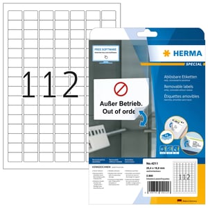 HERMA 4211 bedruckbare Etiketten, weiß, selbstklebende Etiketten zum Bedrucken