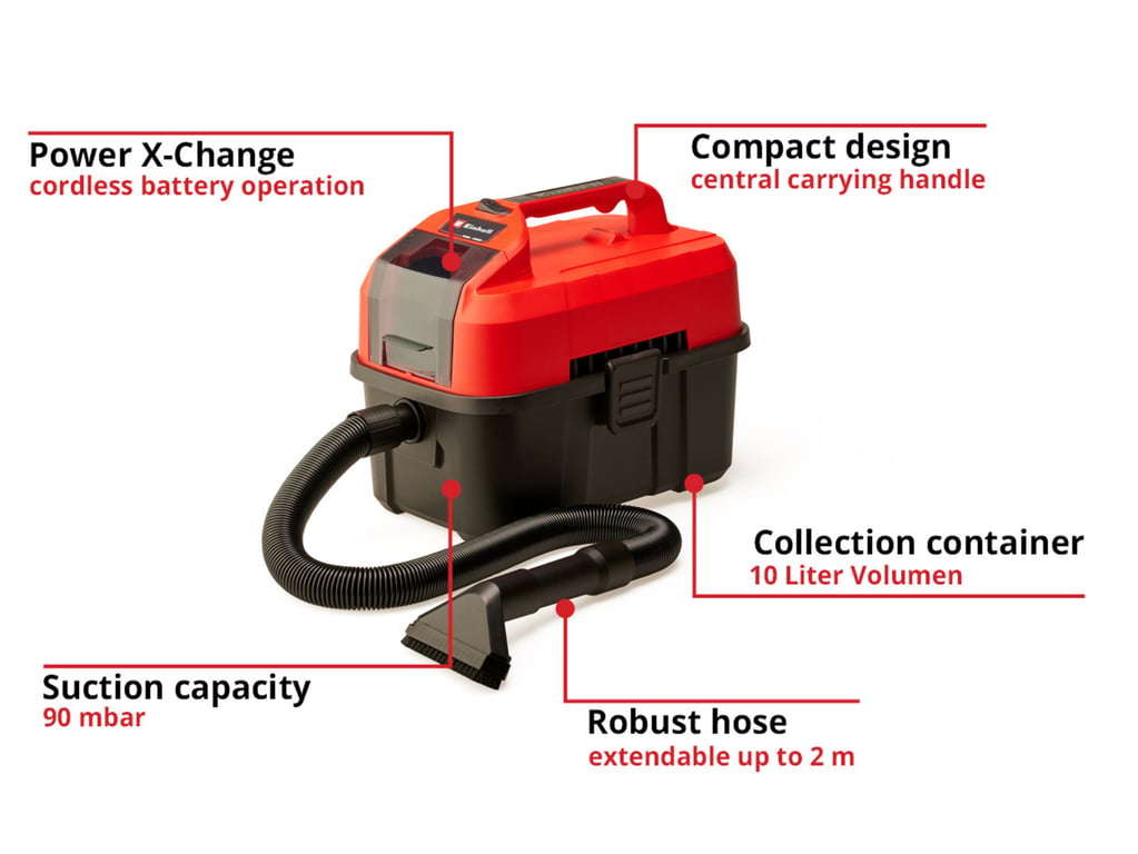 Einhell TE-VC 18/10 Li-Solo 10 l Czarny, Czerwony