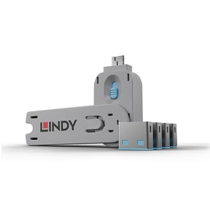 Lindy 40452 Port Blocker Port Lock + Type-A USB Key Blue Acrylonitrile Butadiene Styrene (ABS) Copolymer 5 pcs.