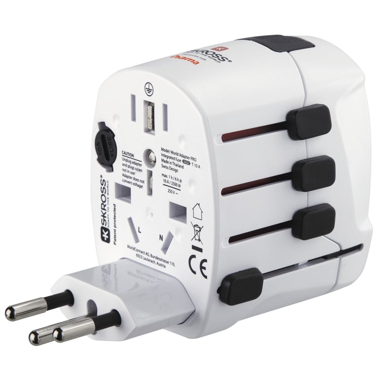 Hama World Travel Pro adapter wtyczek zasilających Uniwersalne Biały