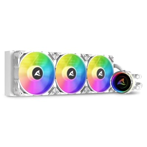 Sharkoon S90 All-in-One-Flüssigkeitskühler für den Prozessor, 12 cm, weiß, 1 Stück.