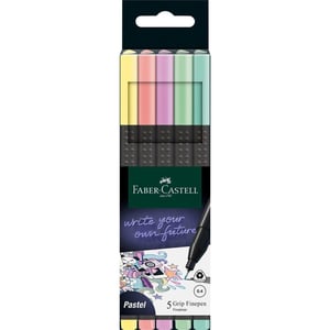 Faber-Castell 151602 finpenna, grön, ljusgrön, rosa, lila, gul, 5 st.