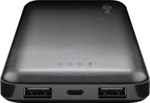 Goobay 40891 Lithium-Polymer (LiPo) Power Bank, 10,000 mAh, Black