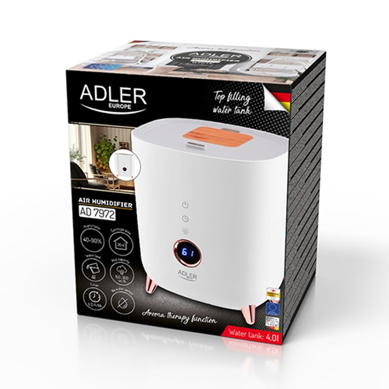 Adler AD 7972 nawilżacz powietrza Ultradźwiękowy 4 l Biały 23 W