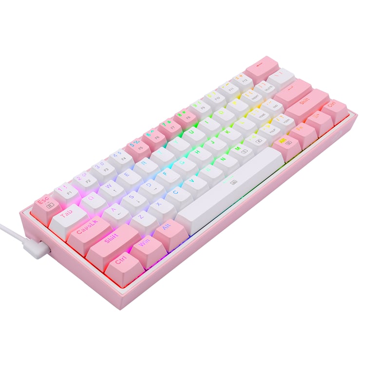 REDRAGON K617-RGB Fizz RGB White/Pink klawiatura USB Różowy, Biały