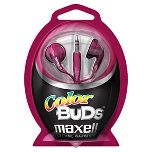 Maxell Colour Budz-hörlurar, röd, hörlursset, trådbundet, musik, röd