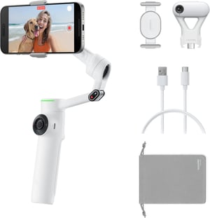 Insta360 Flow 2 Pro AI Tracker-paket (Summit White) Kamerastabilisator för smartphone Grå