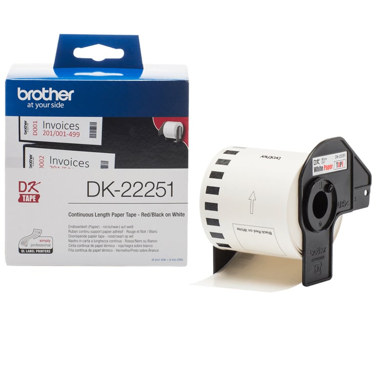 Brother DK-22251 taśmy do etykietowania Czarny i czerwony na białym