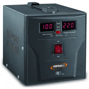Infosec R2 Pro 1500 spänningsregulator 2 x nätuttag 72–290 V Svart
