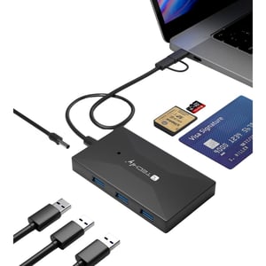 Techly IUSB-CARD-AC582 USB 3.2 Gen 1 (3.1 Gen 1) Type-A/Type-C Card Reader, Black