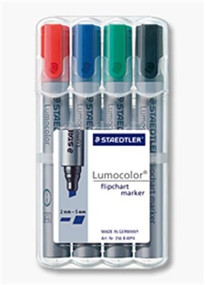 Staedtler 356 B WP4 marker, 4-pack: Black, Blue, Green, Red