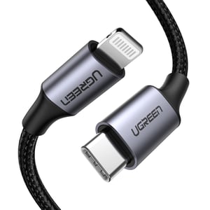Ugreen 60759 Phone Cable, Black, Silver, 1 m, USB-C to Lightning