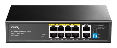 Cudy FS1010PG przełącznik sieciowy Nie zarządzany Fast Ethernet (10/100) Obsługa PoE Czarny