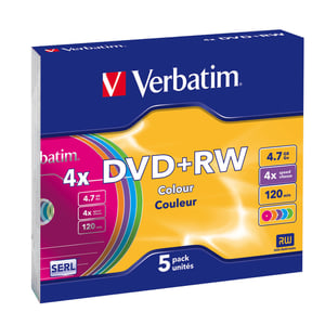 Verbatim DVD+RW Colours 4,7 GB, 5 Stück